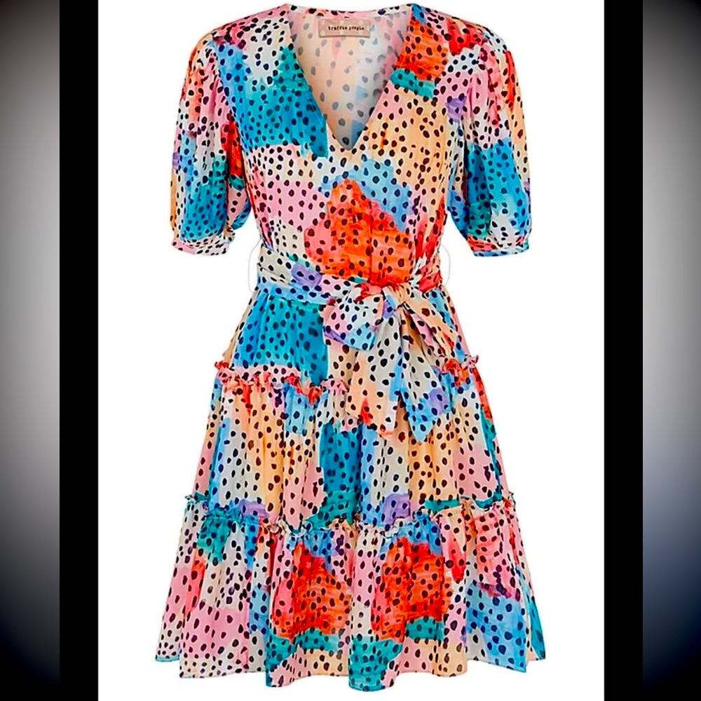 Traffic People Pink and Blue Polka Dot Fabric